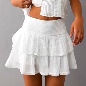 Smocked High-Waisted Flouncy Tiered Mini Skort